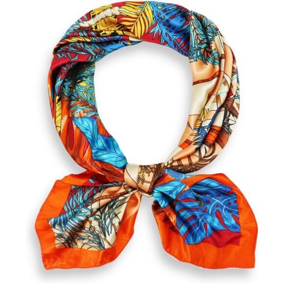 35" Square Silk Like Head Scarf - Women's Fashion Silk Feeling Scarf - Picture 3 of 7